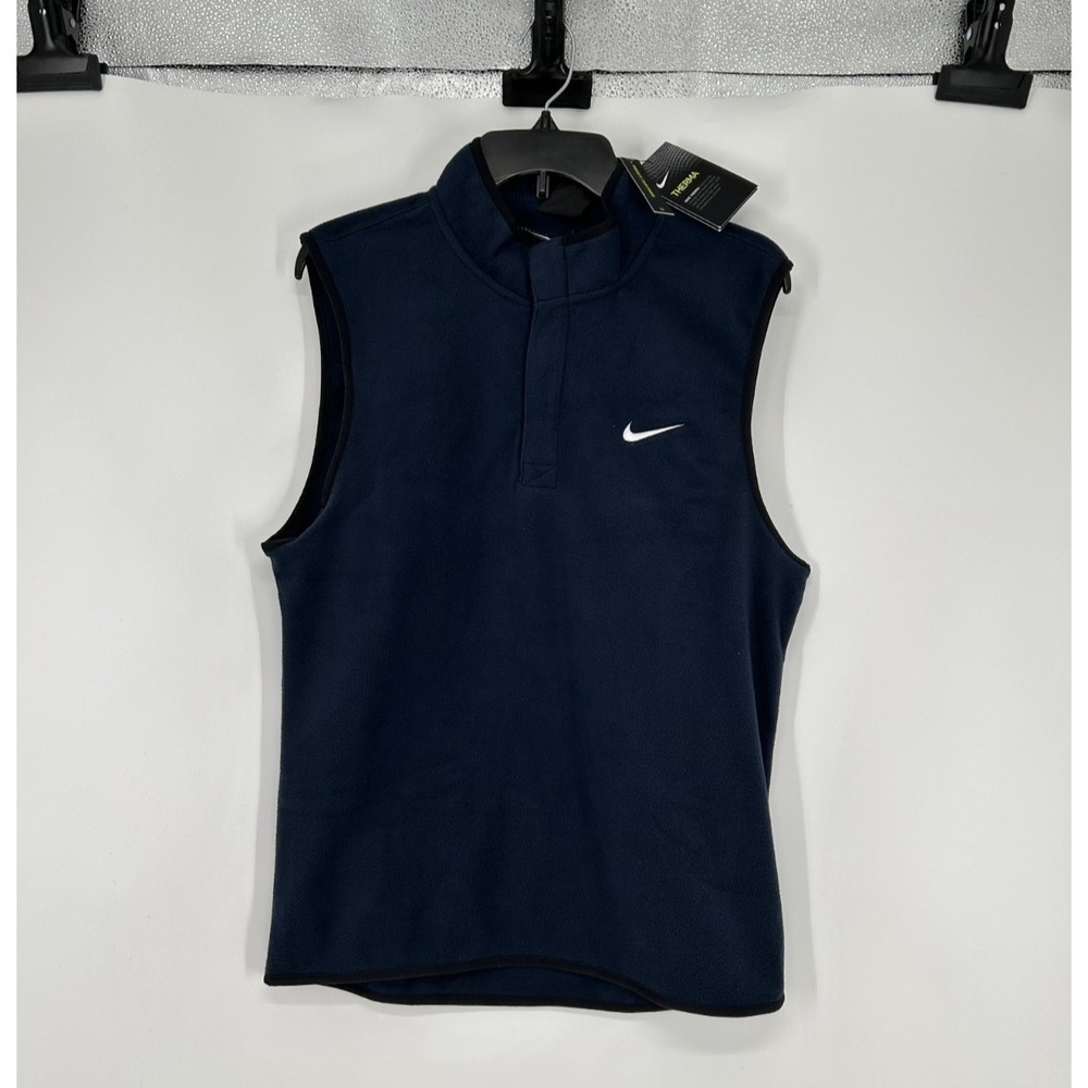 Nike Therma Victory Golf Vest‎ Mens Small Fleece Quarter Navy 1/4 Zip CK6078-451